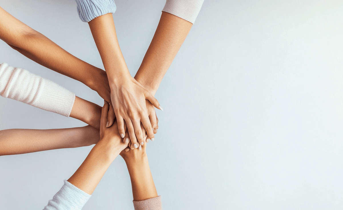 Hands together in unity